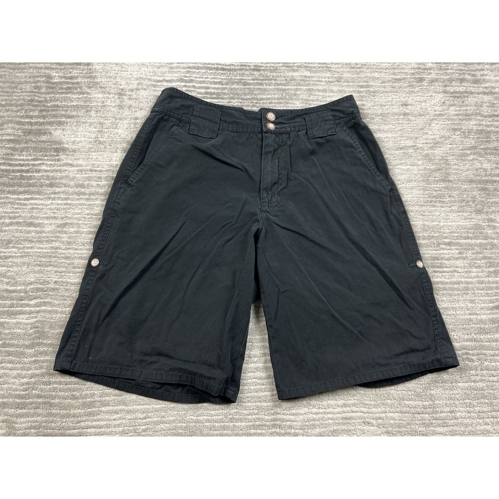 White‎ Stag Shorts Womens 8 Black Bermuda Roll Tab 100% Cotton